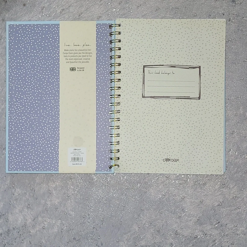 Sky Blue Spiral Hardcover Notebook - 7.0